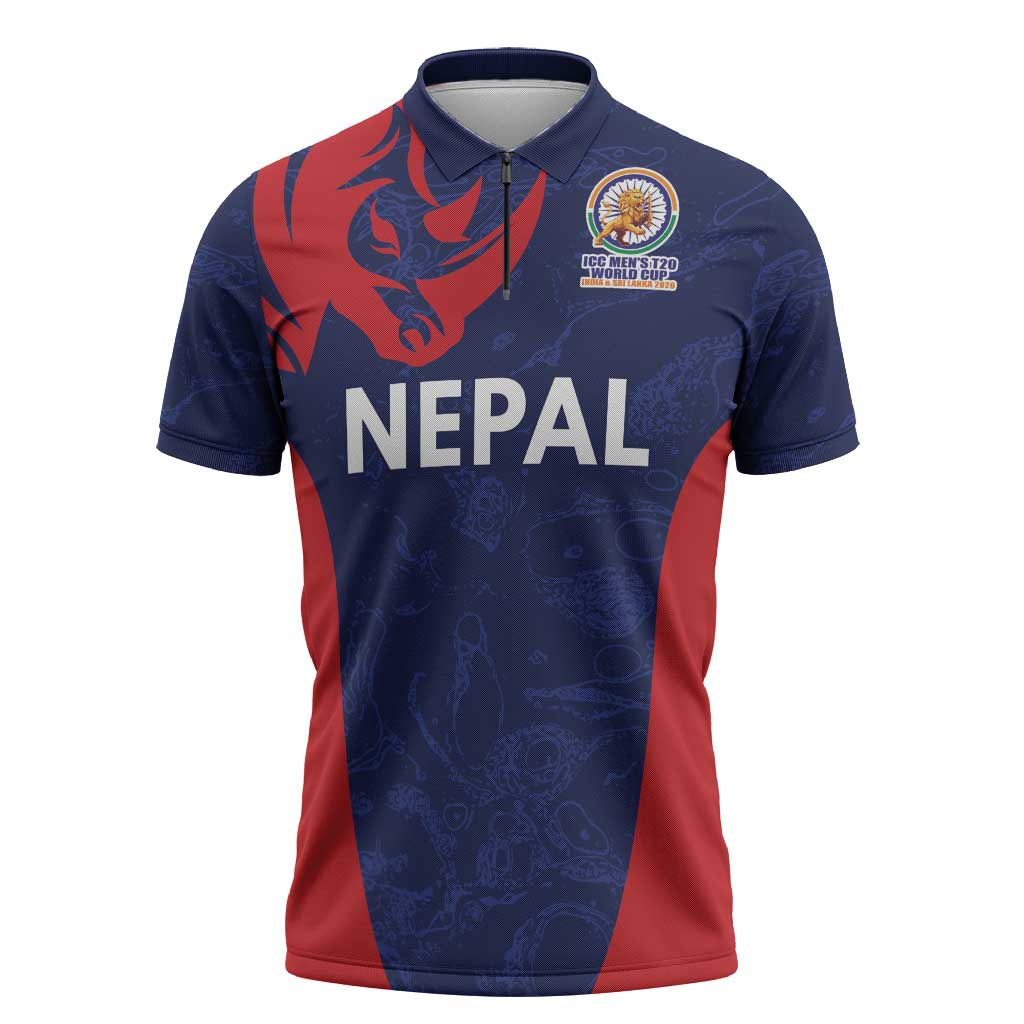 Custom Nepal Cricket Spirit 2026 Zipper Polo Shirt World T20 Edition - Wonder Print Shop