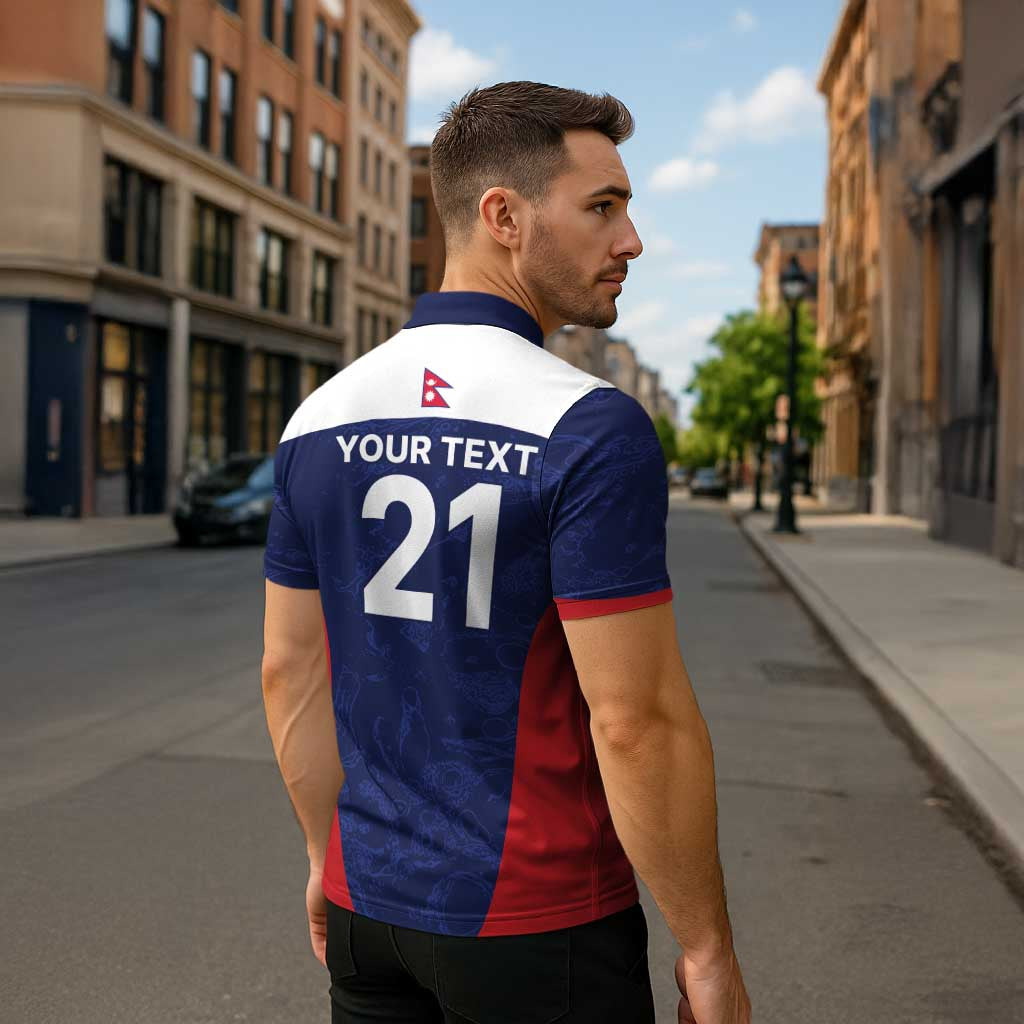 Custom Nepal Cricket Spirit 2026 Zipper Polo Shirt World T20 Edition - Wonder Print Shop