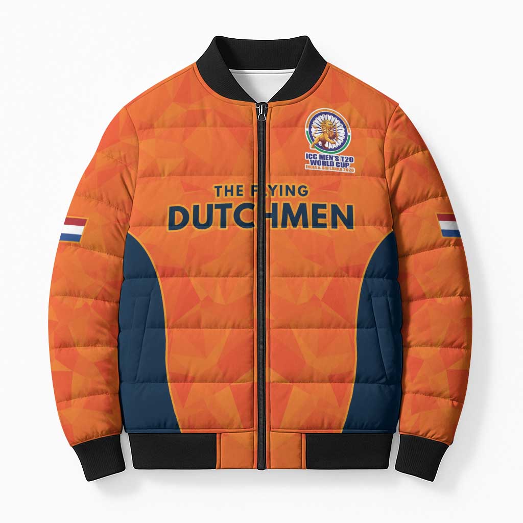 Custom Netherlands Cricket Spirit 2026 Bomber Puffer Jacket World T20 Edition - Wonder Print Shop