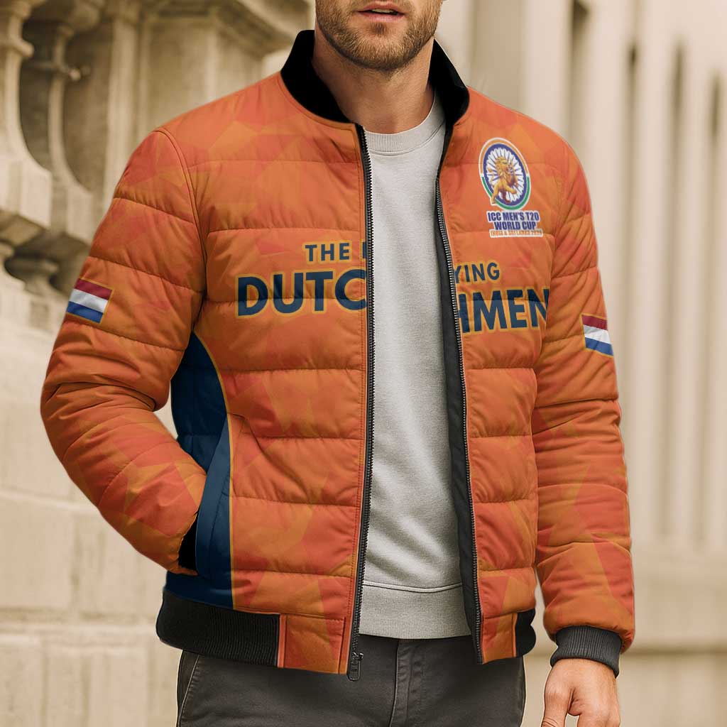 Custom Netherlands Cricket Spirit 2026 Bomber Puffer Jacket World T20 Edition - Wonder Print Shop