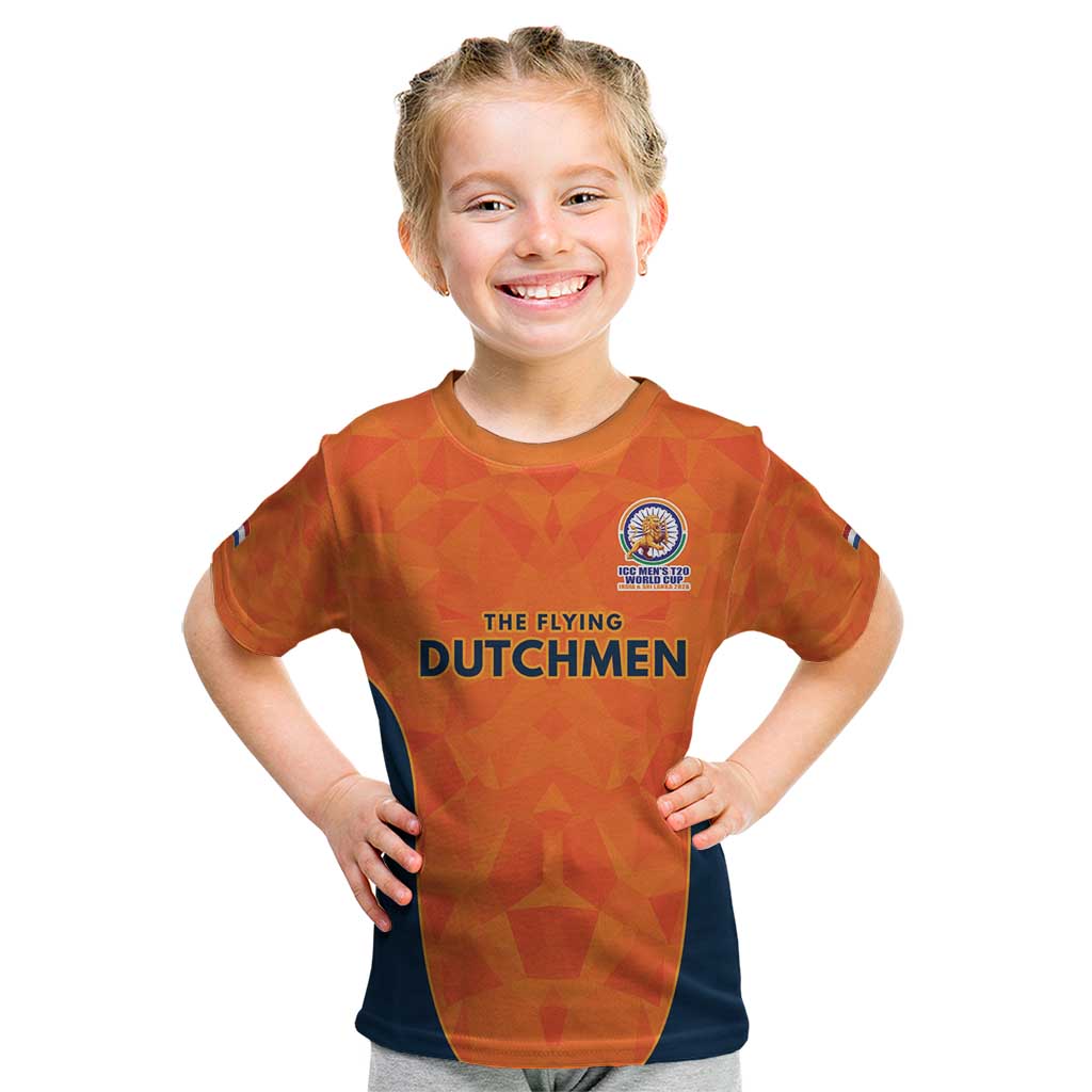 Custom Netherlands Cricket Spirit 2026 Kid T Shirt World T20 Edition - Wonder Print Shop
