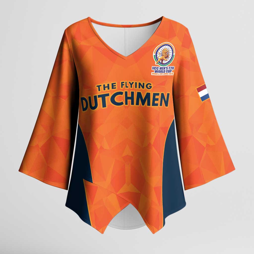 Custom Netherlands Cricket Spirit 2026 Kimono Sleeve Blouse World T20 Edition - Wonder Print Shop