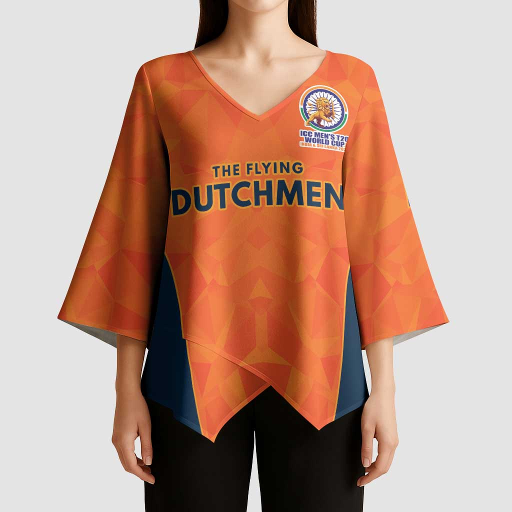 Custom Netherlands Cricket Spirit 2026 Kimono Sleeve Blouse World T20 Edition - Wonder Print Shop