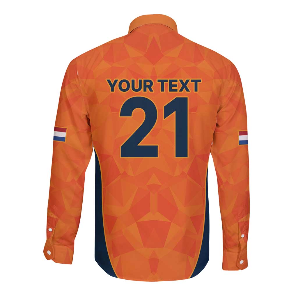 Custom Netherlands Cricket Spirit 2026 Long Sleeve Button Shirt World T20 Edition - Wonder Print Shop