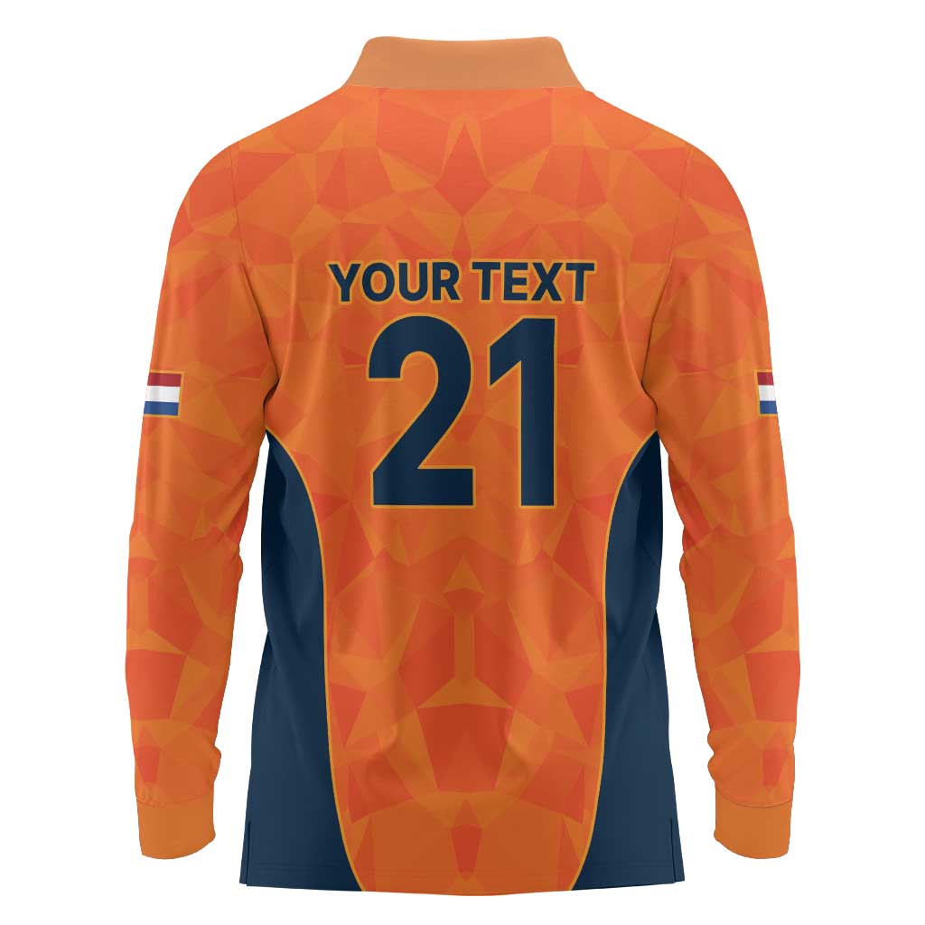 Custom Netherlands Cricket Spirit 2026 Long Sleeve Polo Shirt World T20 Edition - Wonder Print Shop