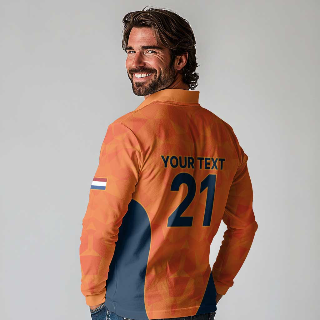 Custom Netherlands Cricket Spirit 2026 Long Sleeve Polo Shirt World T20 Edition - Wonder Print Shop