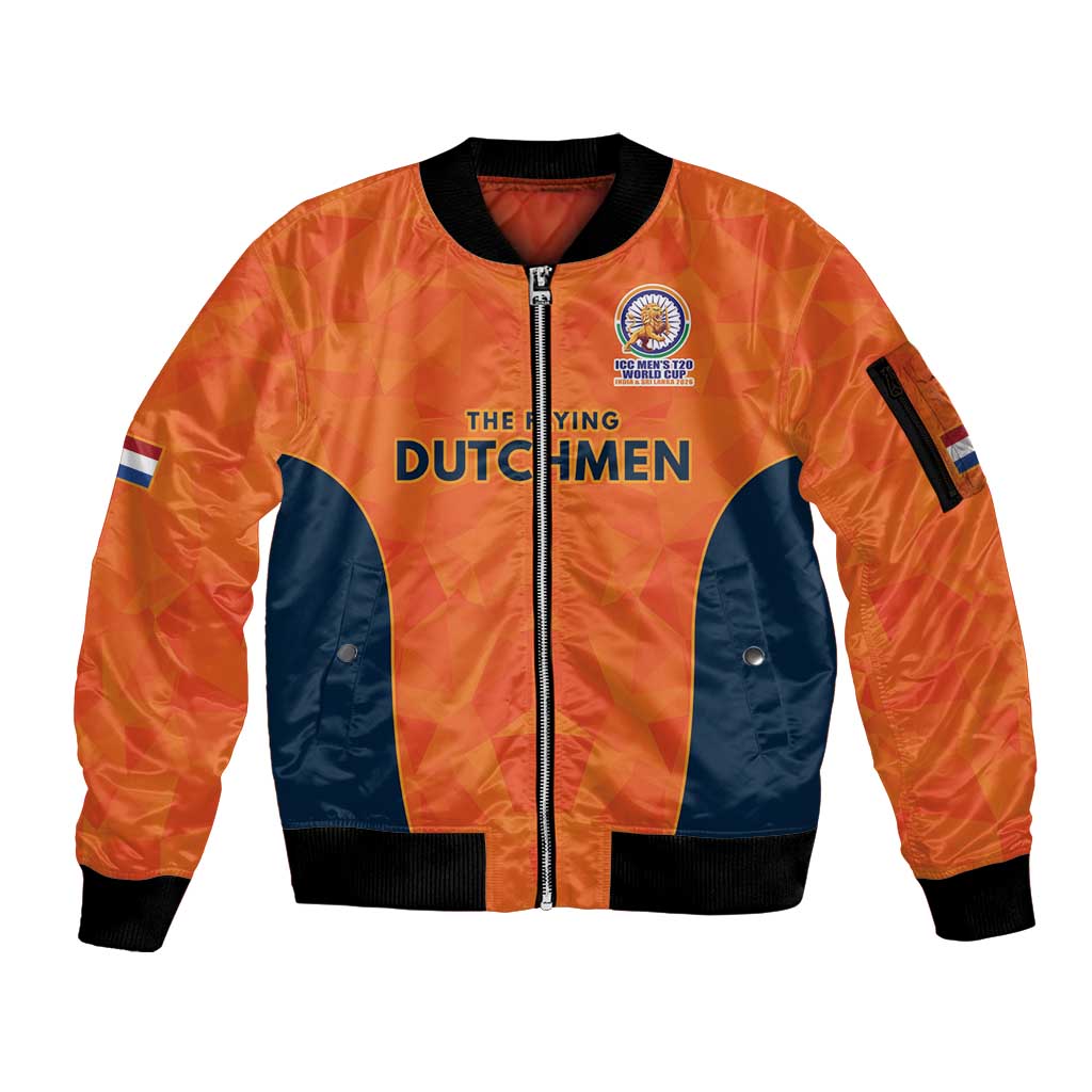 Custom Netherlands Cricket Spirit 2026 Sleeve Zip Bomber Jacket World T20 Edition - Wonder Print Shop