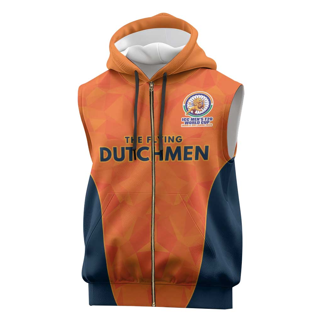 Custom Netherlands Cricket Spirit 2026 Sleeveless Zip Hoodie World T20 Edition - Wonder Print Shop