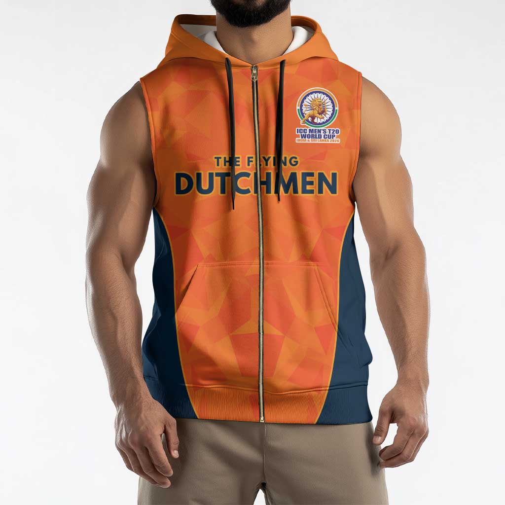 Custom Netherlands Cricket Spirit 2026 Sleeveless Zip Hoodie World T20 Edition - Wonder Print Shop