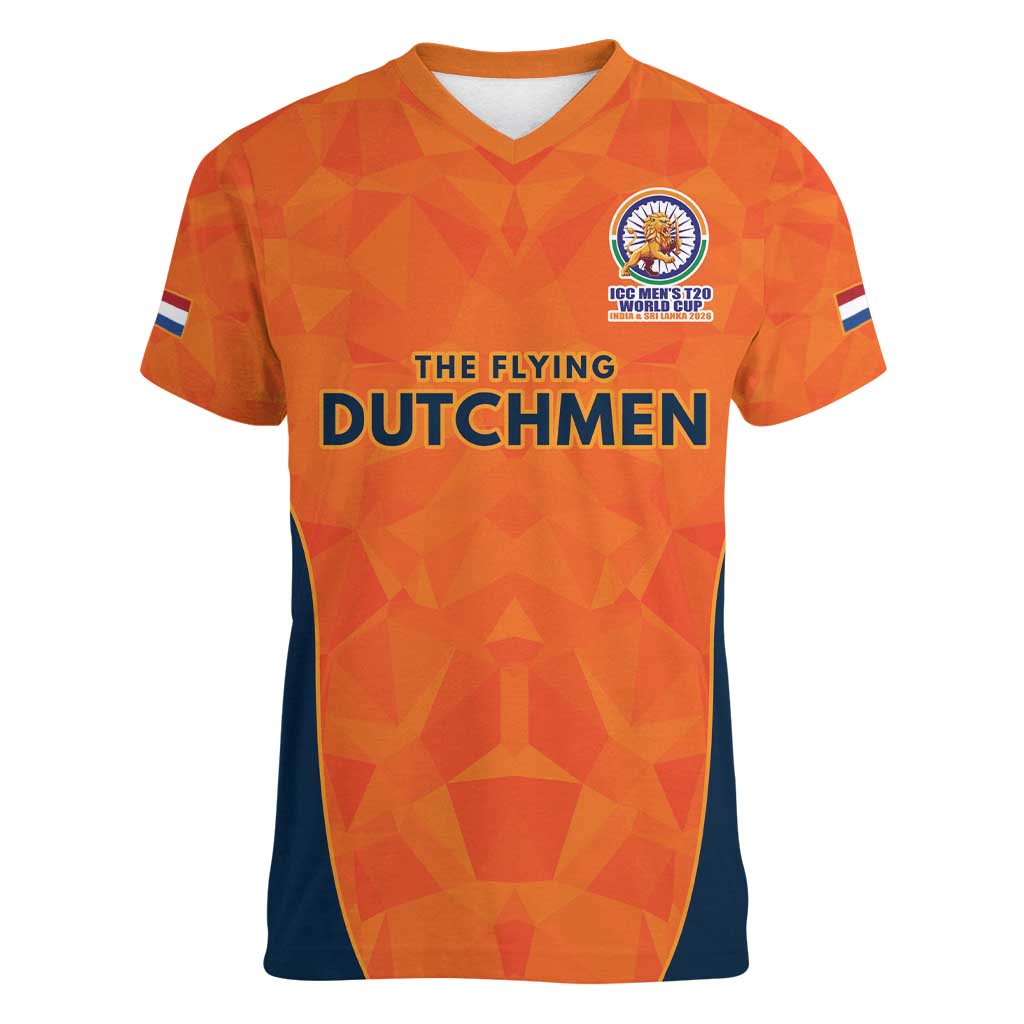 Custom Netherlands Cricket Spirit 2026 Women V-Neck T-Shirt World T20 Edition - Wonder Print Shop
