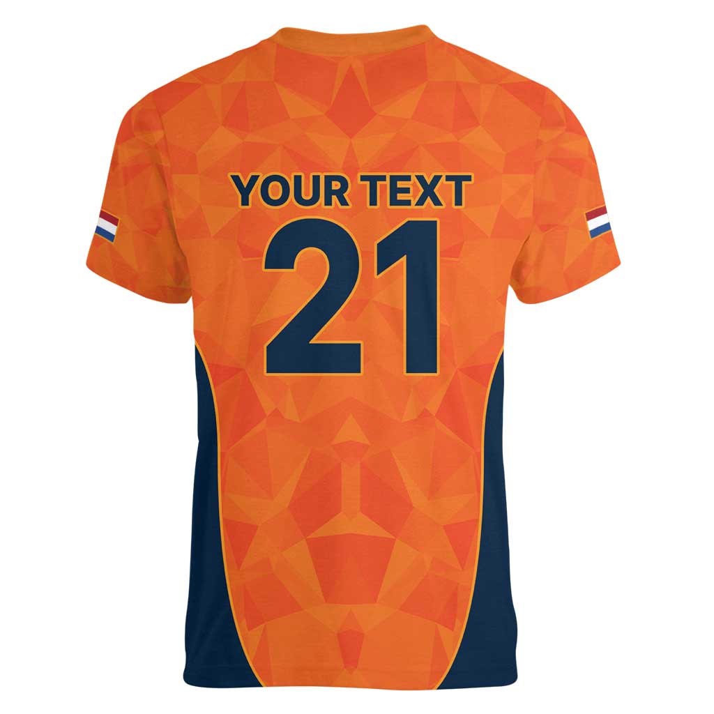 Custom Netherlands Cricket Spirit 2026 Women V-Neck T-Shirt World T20 Edition - Wonder Print Shop