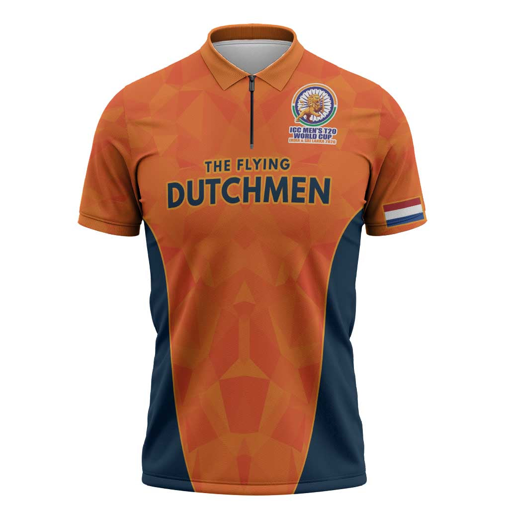 Custom Netherlands Cricket Spirit 2026 Zipper Polo Shirt World T20 Edition - Wonder Print Shop