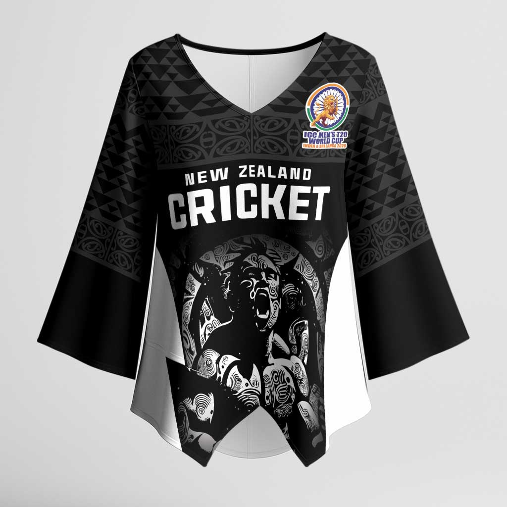 Custom New Zealand Cricket Spirit 2026 Kimono Sleeve Blouse World T20 Edition - Wonder Print Shop