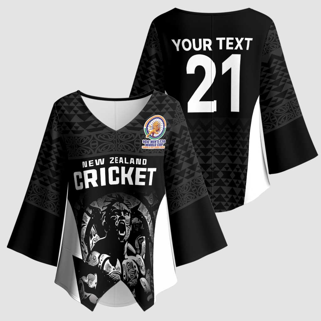 Custom New Zealand Cricket Spirit 2026 Kimono Sleeve Blouse World T20 Edition - Wonder Print Shop