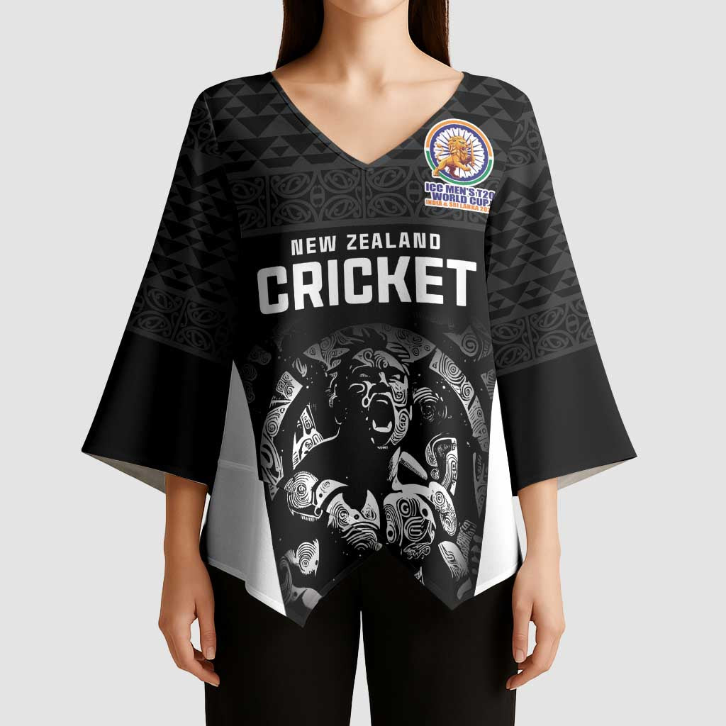 Custom New Zealand Cricket Spirit 2026 Kimono Sleeve Blouse World T20 Edition - Wonder Print Shop