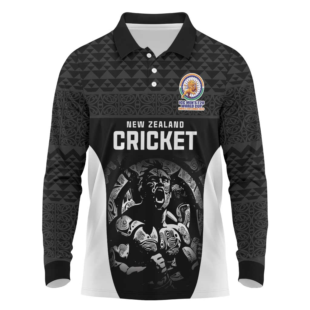 Custom New Zealand Cricket Spirit 2026 Long Sleeve Polo Shirt World T20 Edition - Wonder Print Shop
