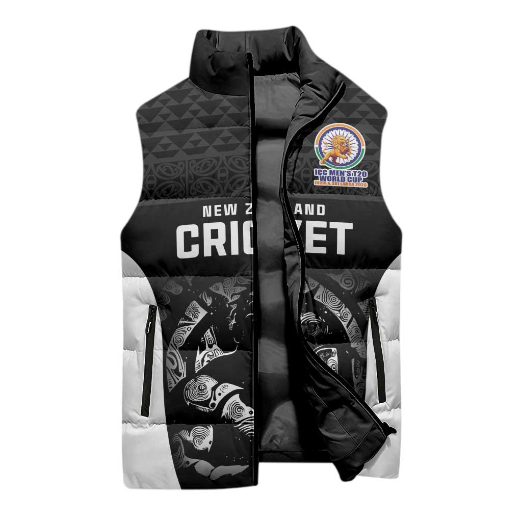 Custom New Zealand Cricket Spirit 2026 Sleeveless Puffer Jacket World T20 Edition - Wonder Print Shop