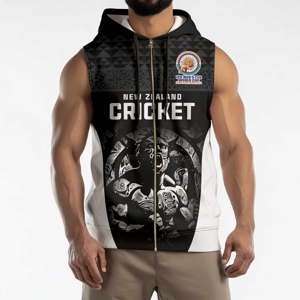 Custom New Zealand Cricket Spirit 2026 Sleeveless Zip Hoodie World T20 Edition - Wonder Print Shop