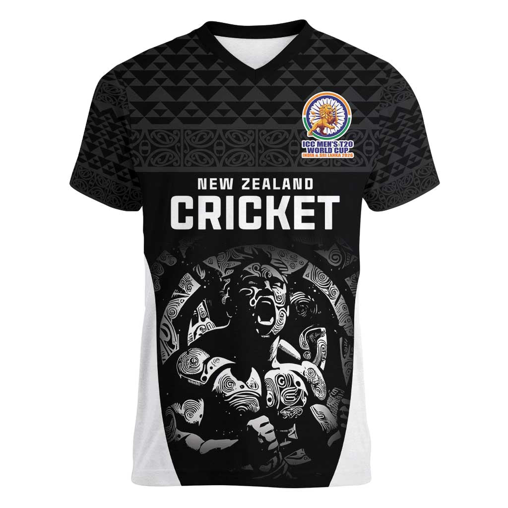 Custom New Zealand Cricket Spirit 2026 Women V-Neck T-Shirt World T20 Edition - Wonder Print Shop