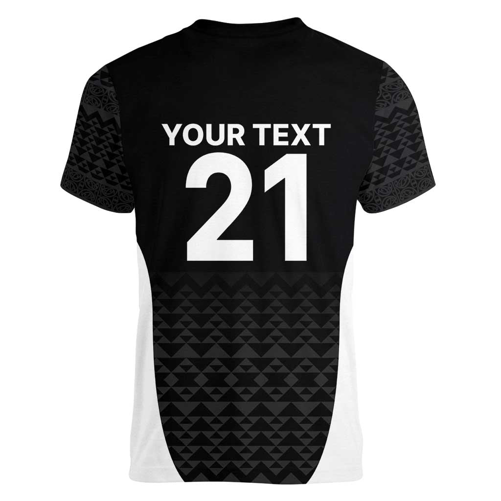 Custom New Zealand Cricket Spirit 2026 Women V-Neck T-Shirt World T20 Edition - Wonder Print Shop