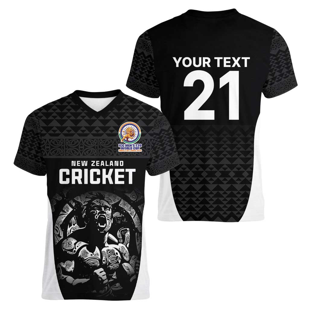 Custom New Zealand Cricket Spirit 2026 Women V-Neck T-Shirt World T20 Edition - Wonder Print Shop