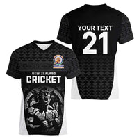 Custom New Zealand Cricket Spirit 2026 Women V-Neck T-Shirt World T20 Edition - Wonder Print Shop