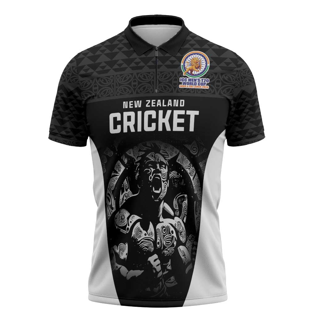 Custom New Zealand Cricket Spirit 2026 Zipper Polo Shirt World T20 Edition - Wonder Print Shop