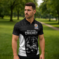 Custom New Zealand Cricket Spirit 2026 Zipper Polo Shirt World T20 Edition - Wonder Print Shop