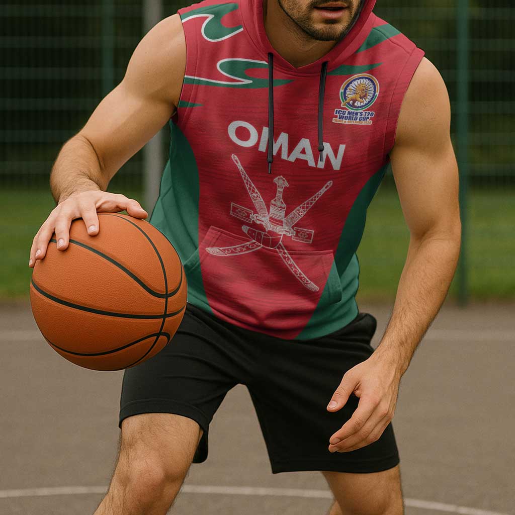 Custom Oman Cricket Spirit 2026 Sleeveless Hoodie World T20 Edition - Wonder Print Shop