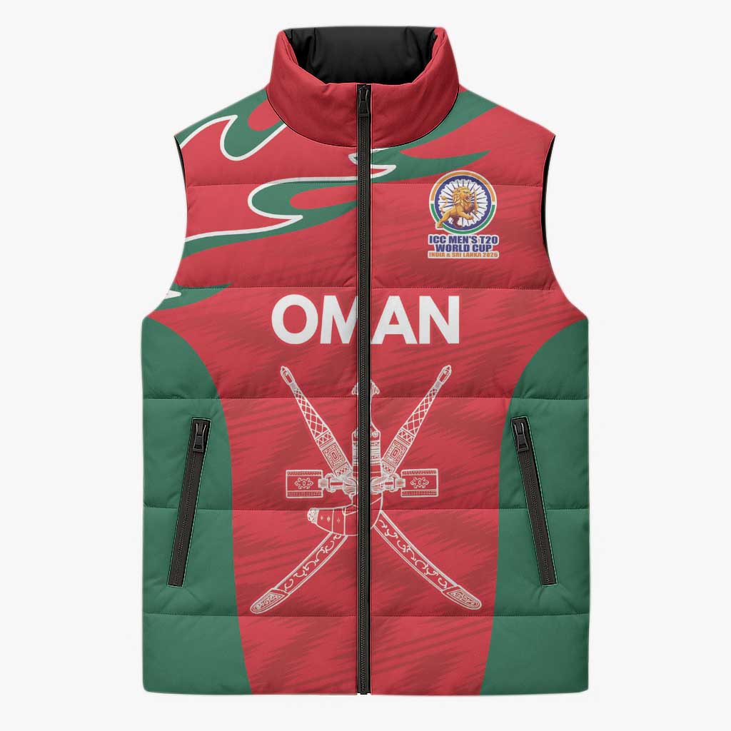 Custom Oman Cricket Spirit 2026 Sleeveless Puffer Jacket World T20 Edition - Wonder Print Shop