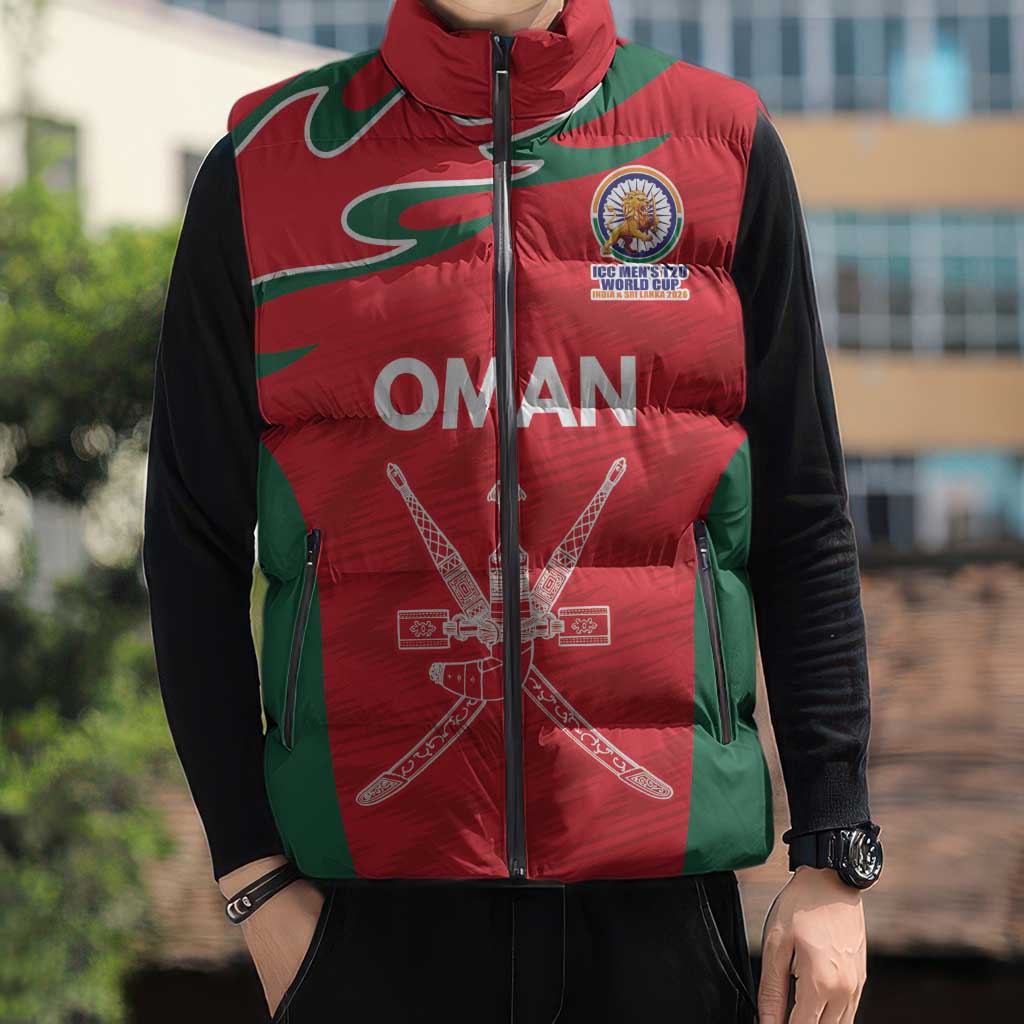 Custom Oman Cricket Spirit 2026 Sleeveless Puffer Jacket World T20 Edition - Wonder Print Shop