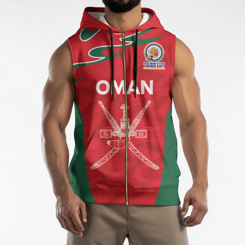Custom Oman Cricket Spirit 2026 Sleeveless Zip Hoodie World T20 Edition - Wonder Print Shop