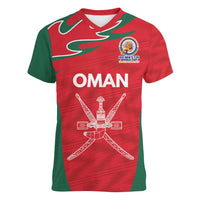Custom Oman Cricket Spirit 2026 Women V-Neck T-Shirt World T20 Edition - Wonder Print Shop
