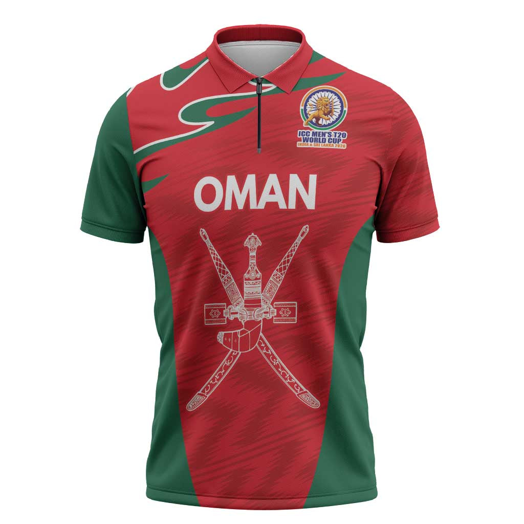 Custom Oman Cricket Spirit 2026 Zipper Polo Shirt World T20 Edition - Wonder Print Shop