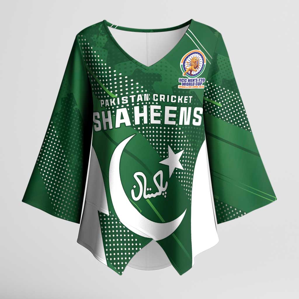 Custom Pakistan Cricket Spirit 2026 Kimono Sleeve Blouse World T20 Edition - Wonder Print Shop