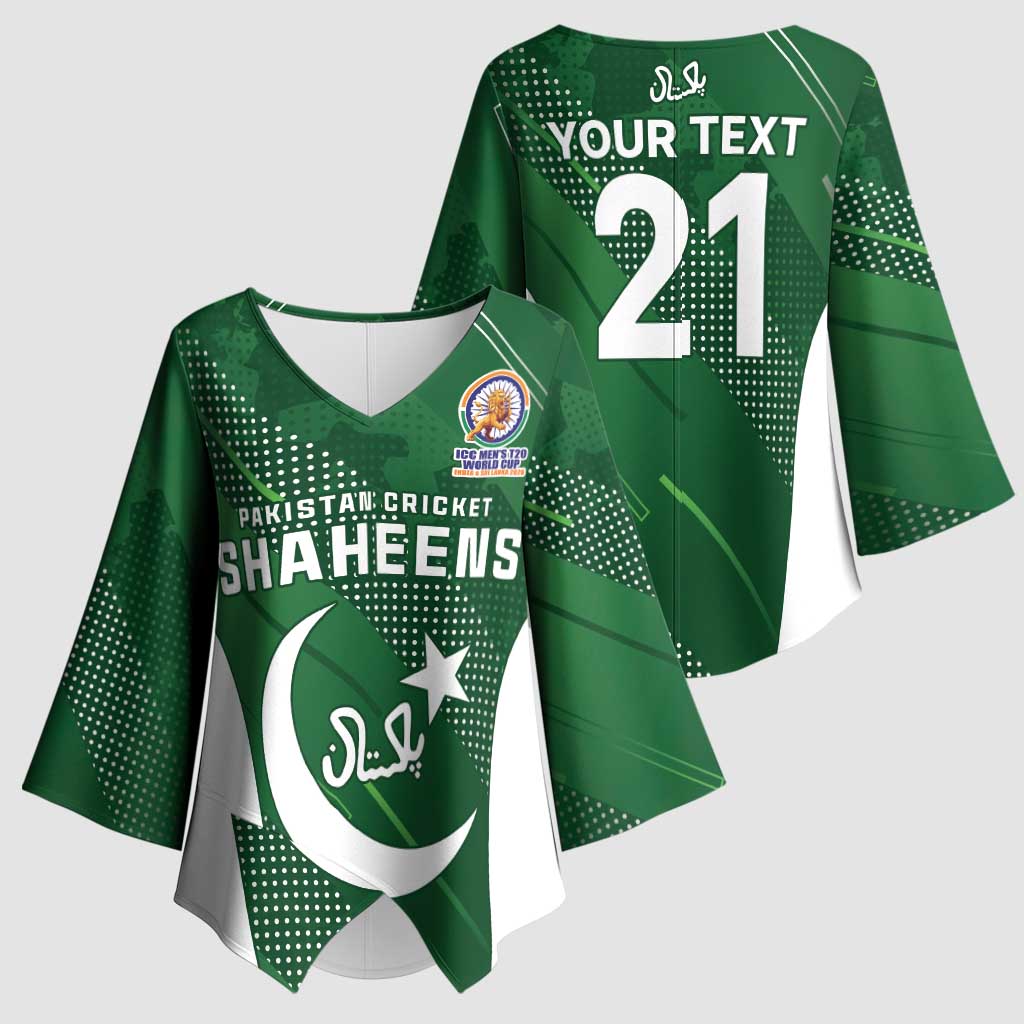 Custom Pakistan Cricket Spirit 2026 Kimono Sleeve Blouse World T20 Edition - Wonder Print Shop