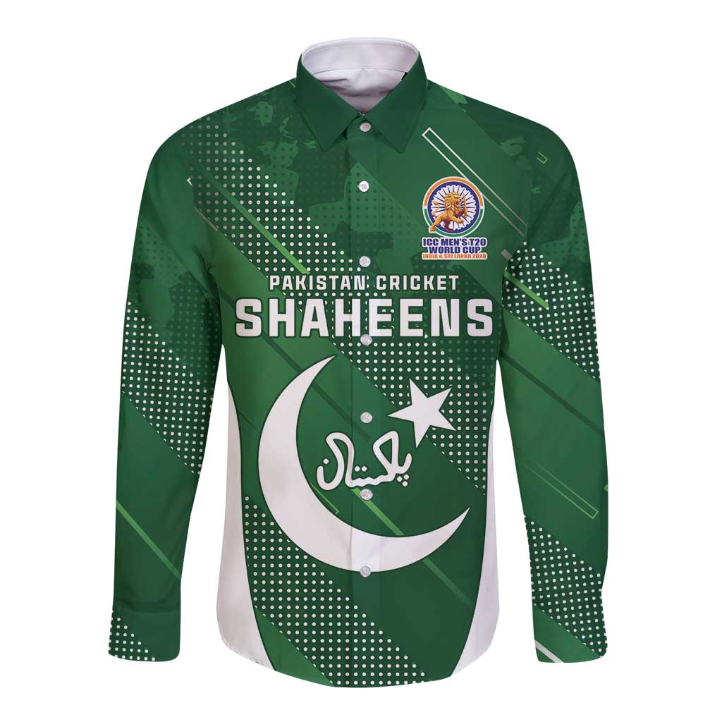 Custom Pakistan Cricket Spirit 2026 Long Sleeve Button Shirt World T20 Edition - Wonder Print Shop