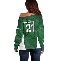 Custom Pakistan Cricket Spirit 2026 Off Shoulder Sweater World T20 Edition - Wonder Print Shop