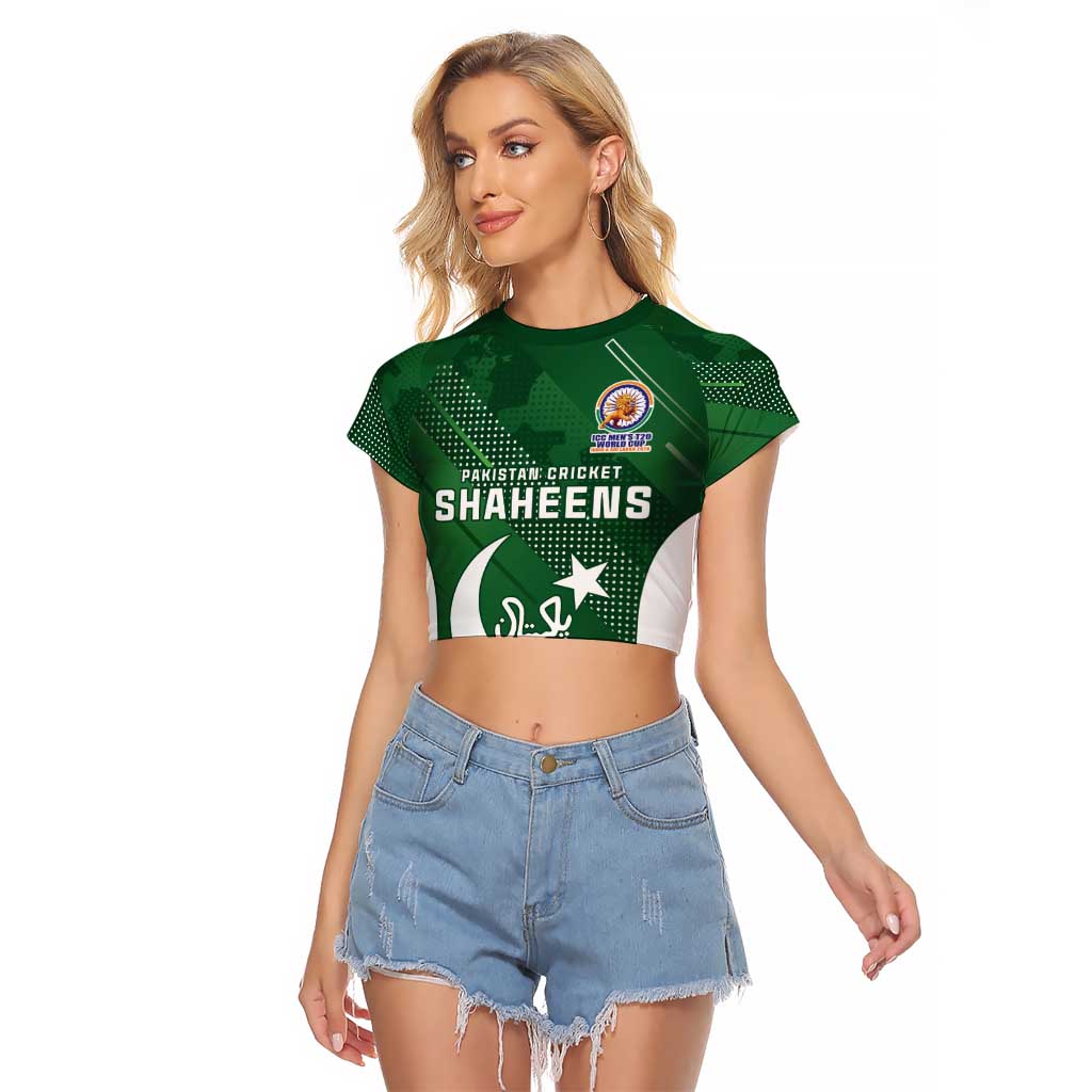 Custom Pakistan Cricket Spirit 2026 Raglan Cropped T Shirt World T20 Edition - Wonder Print Shop