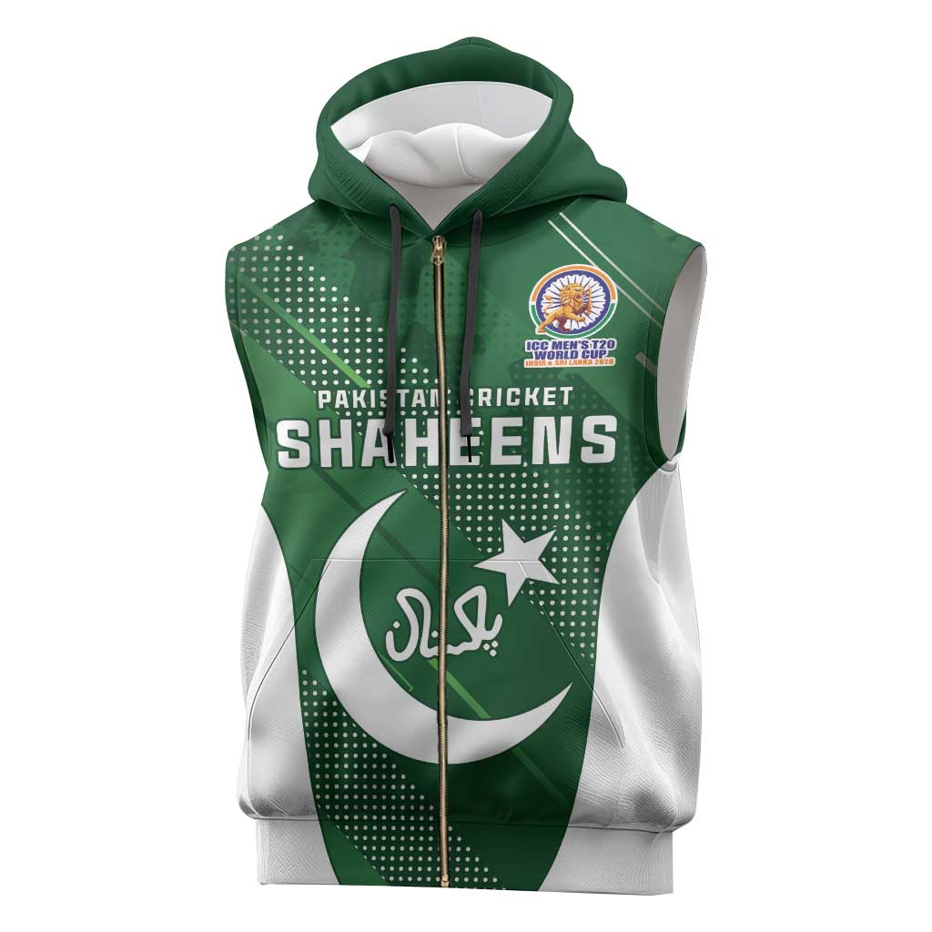 Custom Pakistan Cricket Spirit 2026 Sleeveless Zip Hoodie World T20 Edition - Wonder Print Shop