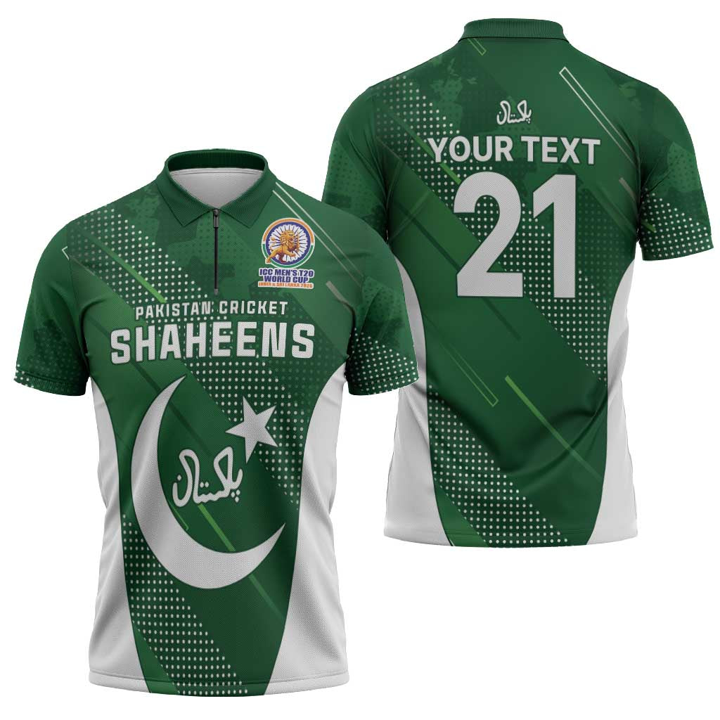 Custom Pakistan Cricket Spirit 2026 Zipper Polo Shirt World T20 Edition - Wonder Print Shop