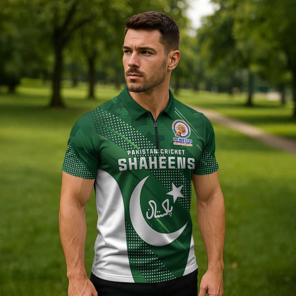 Custom Pakistan Cricket Spirit 2026 Zipper Polo Shirt World T20 Edition - Wonder Print Shop