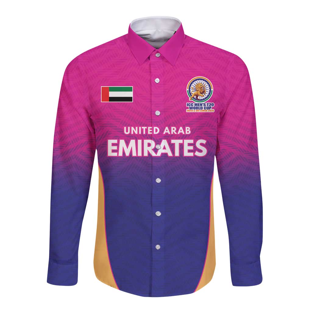 Custom United Arab Emirates Cricket Spirit 2026 Long Sleeve Button Shirt World T20 Edition - Wonder Print Shop