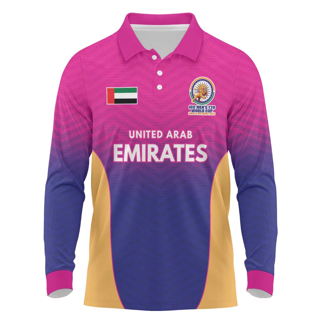 Custom United Arab Emirates Cricket Spirit 2026 Long Sleeve Polo Shirt World T20 Edition - Wonder Print Shop