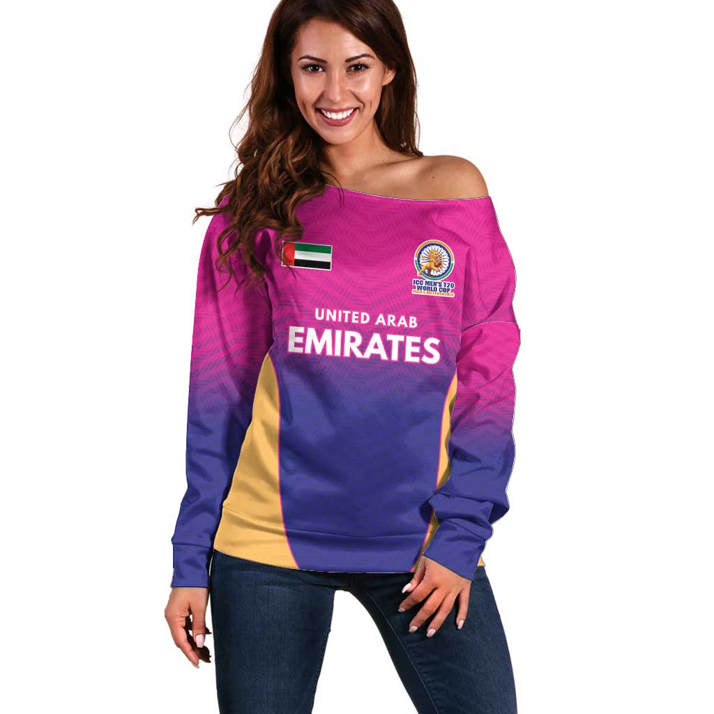 Custom United Arab Emirates Cricket Spirit 2026 Off Shoulder Sweater World T20 Edition - Wonder Print Shop