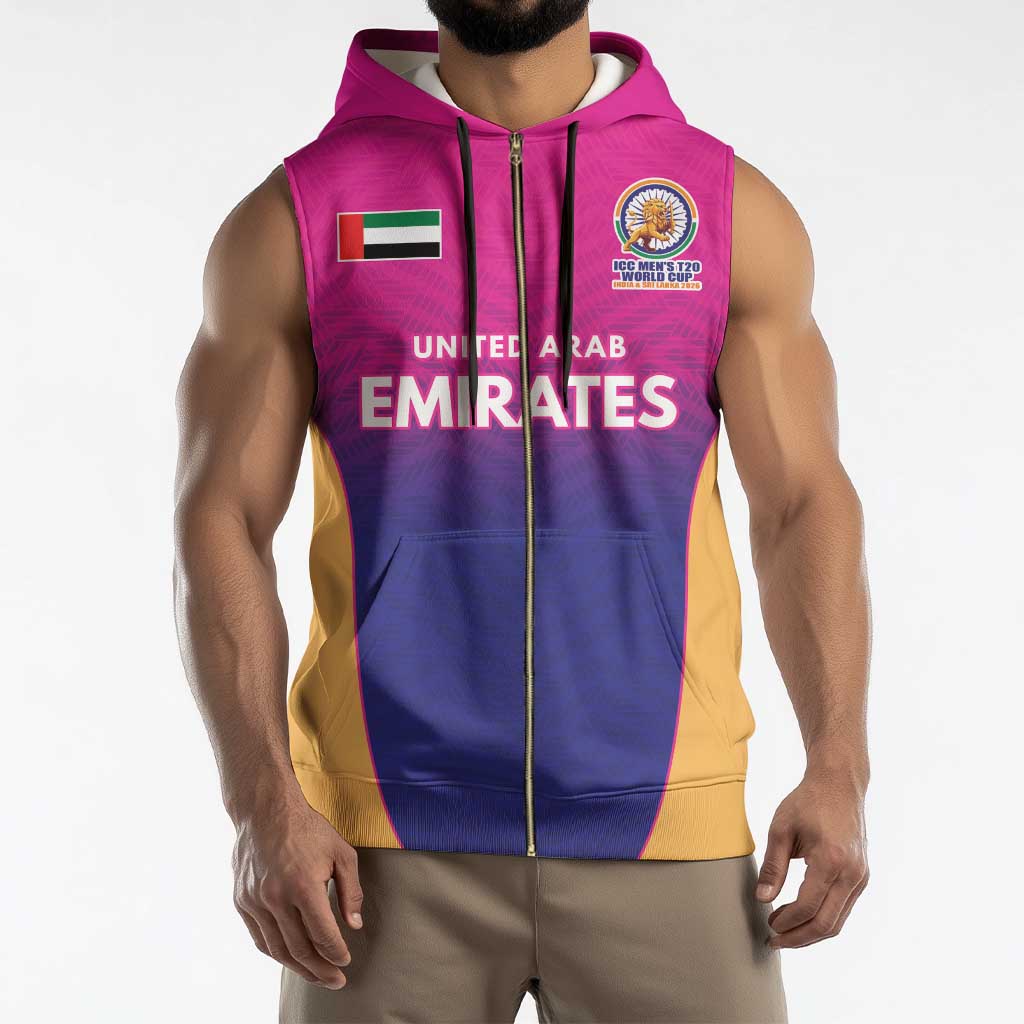 Custom United Arab Emirates Cricket Spirit 2026 Sleeveless Zip Hoodie World T20 Edition - Wonder Print Shop
