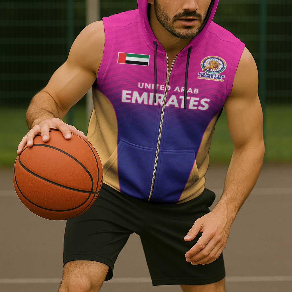 Custom United Arab Emirates Cricket Spirit 2026 Sleeveless Zip Hoodie World T20 Edition - Wonder Print Shop