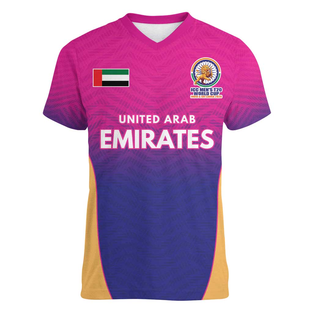 Custom United Arab Emirates Cricket Spirit 2026 Women V-Neck T-Shirt World T20 Edition - Wonder Print Shop