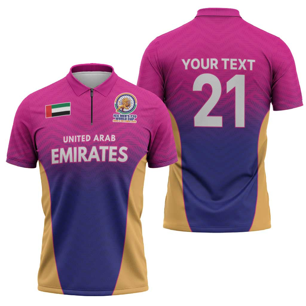 Custom United Arab Emirates Cricket Spirit 2026 Zipper Polo Shirt World T20 Edition - Wonder Print Shop