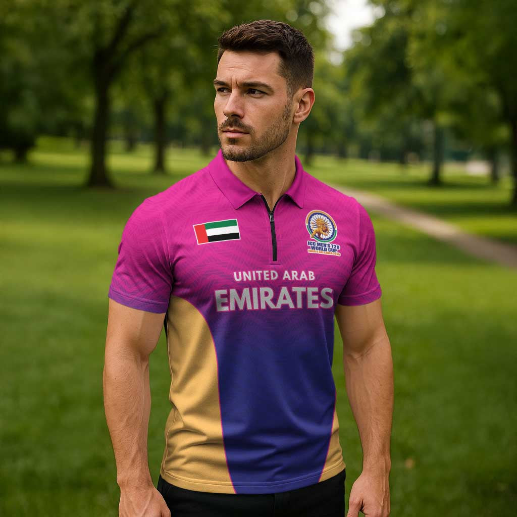 Custom United Arab Emirates Cricket Spirit 2026 Zipper Polo Shirt World T20 Edition - Wonder Print Shop